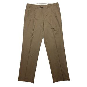 Ermenegildo Zegna Men's Wool Tan Brown‎ Dress Pants Pleated Front Sz 36R 36x32